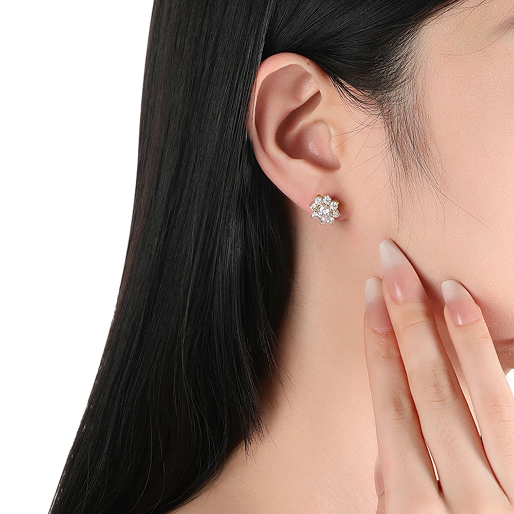 The Fleur Radiance Studs | Moissanite Flower Cluster Earrings in Sterling Silver