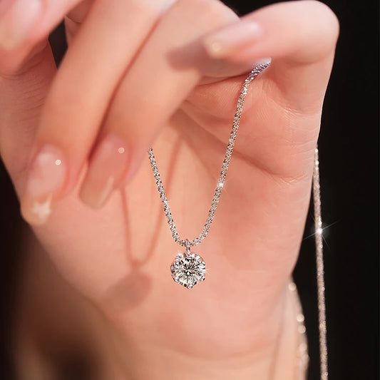 The Glint Pendant | A Moissanite Solitaire Necklace in Sterling Silver