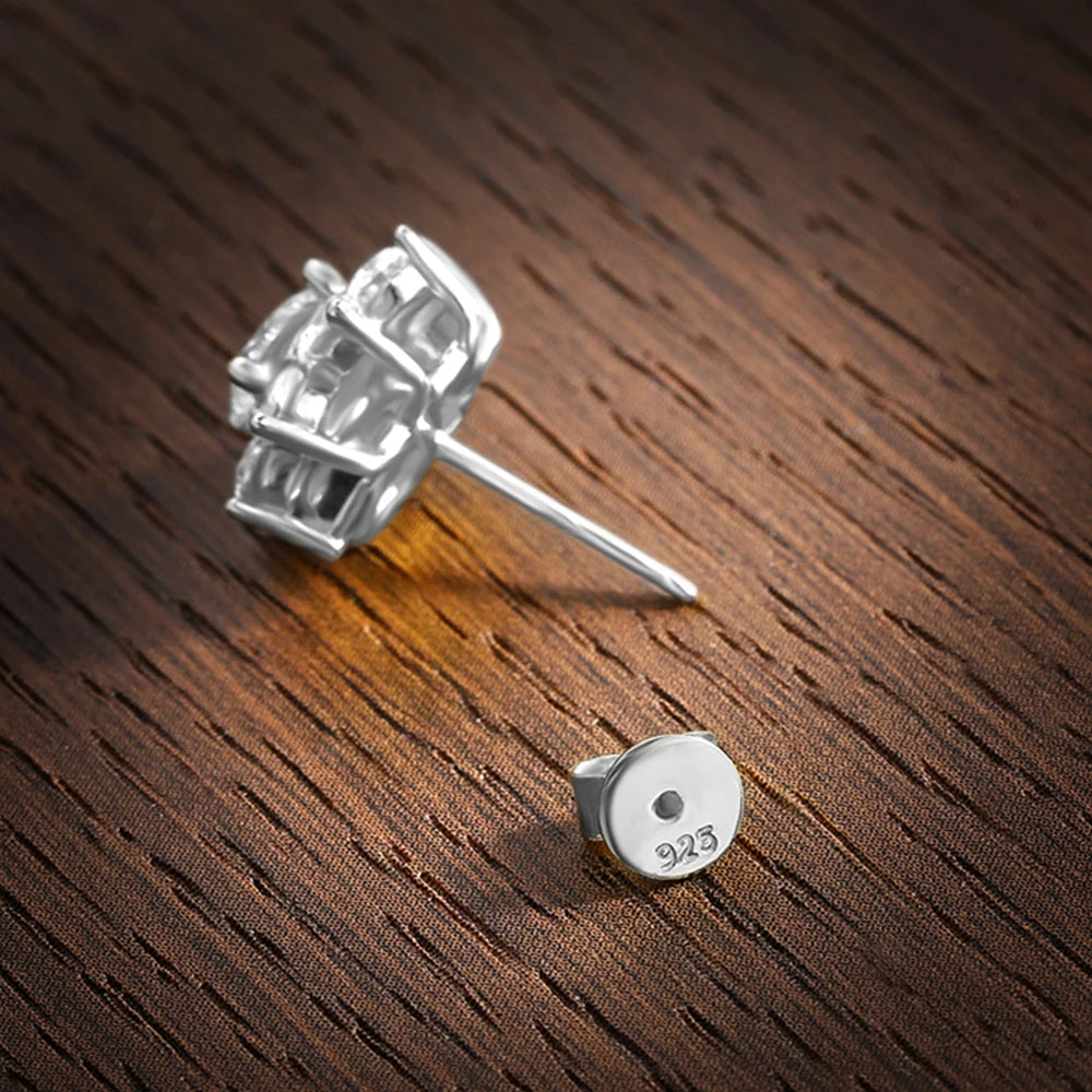 The Fleur Radiance Studs | Moissanite Flower Cluster Earrings in Sterling Silver
