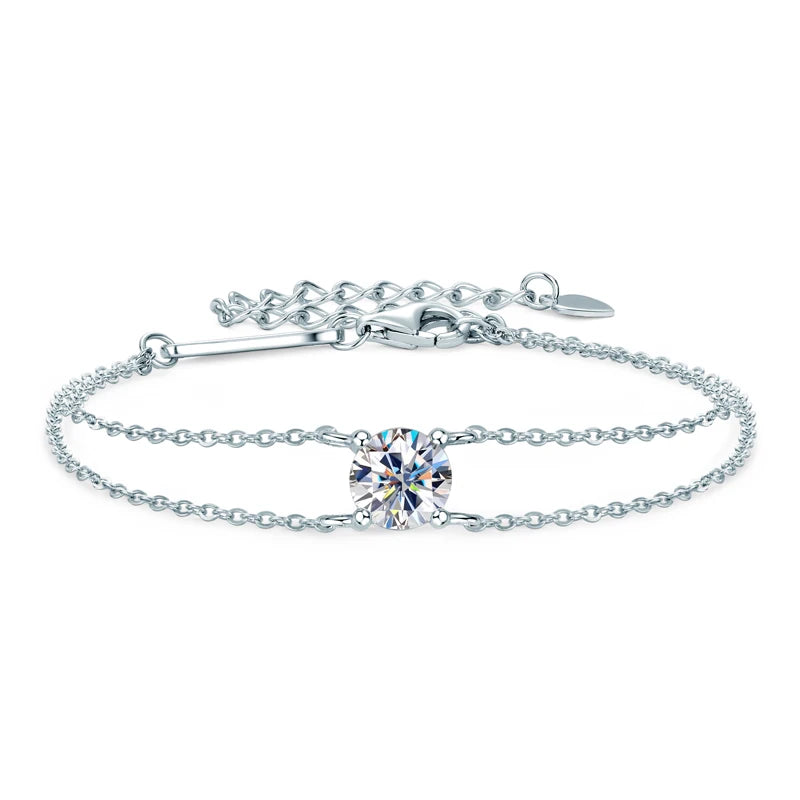 Liora | Light, Worn Softly Bracelet showcases a radiant 6.5mm moissanite in elegant 925 sterling silver.