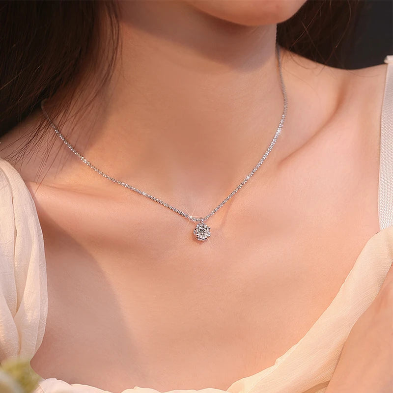 The Glint Pendant | A Moissanite Solitaire Necklace in Sterling Silver