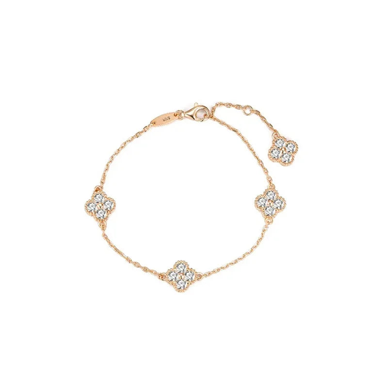 IsisStone | Moissanite Clover Charm Bracelet