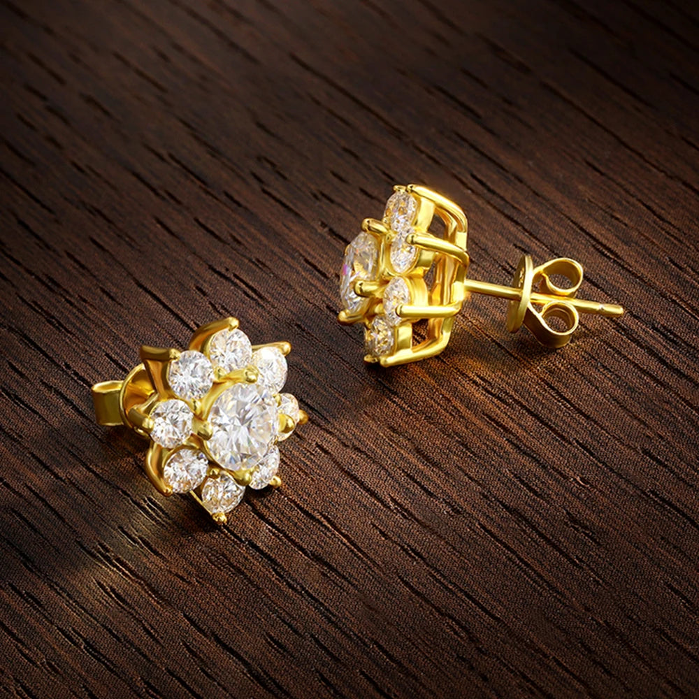 The Fleur Radiance Studs | Moissanite Flower Cluster Earrings in Sterling Silver