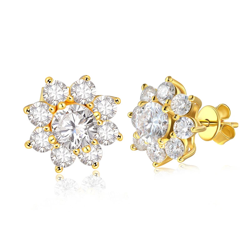 The Fleur Radiance Studs | Moissanite Flower Cluster Earrings in Sterling Silver