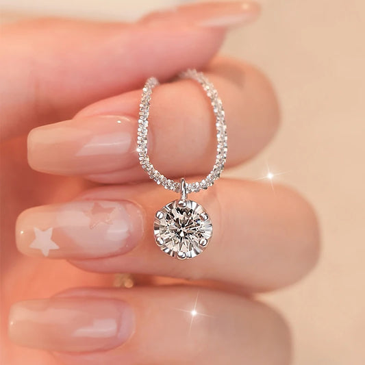 The Glint Pendant | A Moissanite Solitaire Necklace in Sterling Silver