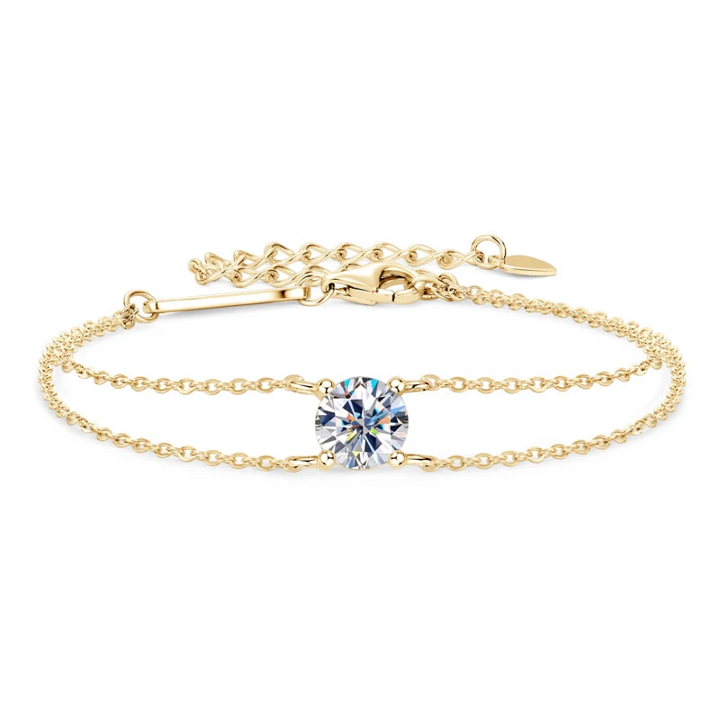 Elegant Liora | Light, Worn Softly Bracelet featuring a radiant 6.5mm moissanite, embodying subtle beauty and grace.