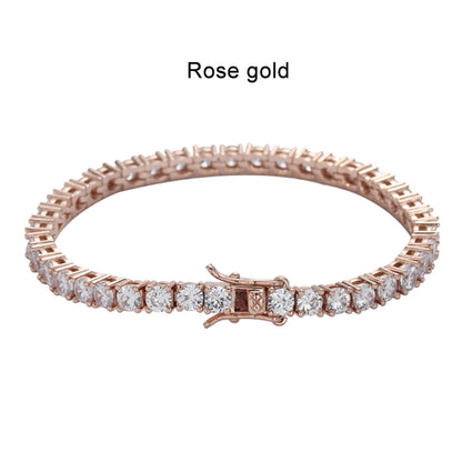 The Solara Bangle | Tennis Design Moissanite Bracelet in rose gold showcases a stunning, minimalist design and brilliance.