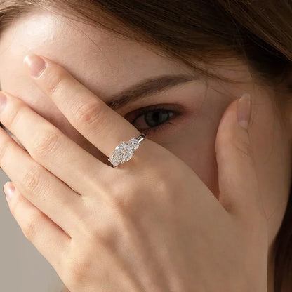 The Promise Light Ring | A 4 Carat 3-Stone Moissanite Engagement Ring in Platinum-Plated Sterling Silver