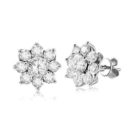 The Fleur Radiance Studs | Moissanite Flower Cluster Earrings in Sterling Silver