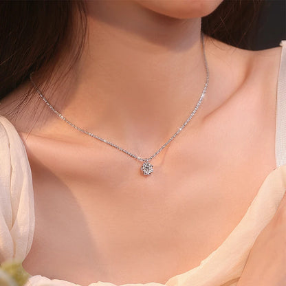 The Glint Pendant | A Moissanite Solitaire Necklace in Sterling Silver